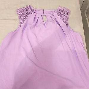 Lavender lace cap sleeve blouse